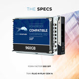 Refurbished: 960GB 3D TLC SATA 6Gb/s 2.5" SSD for Dell EMC PowerEdge Servers | Enterprise Drive in 14G Tray